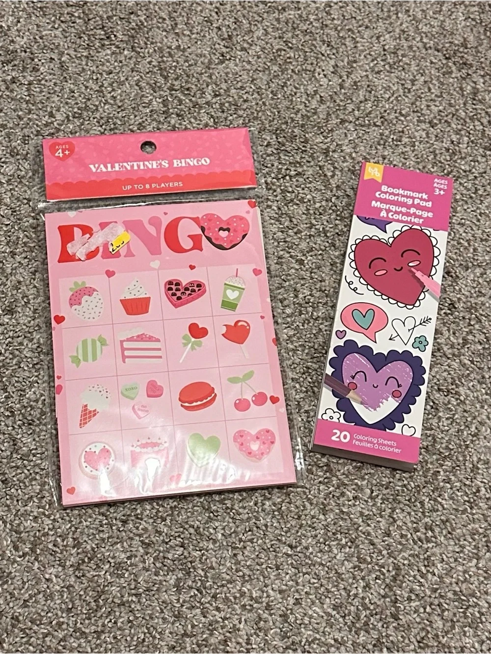 Valentine's Bingo & Coloring Bookmark Pack